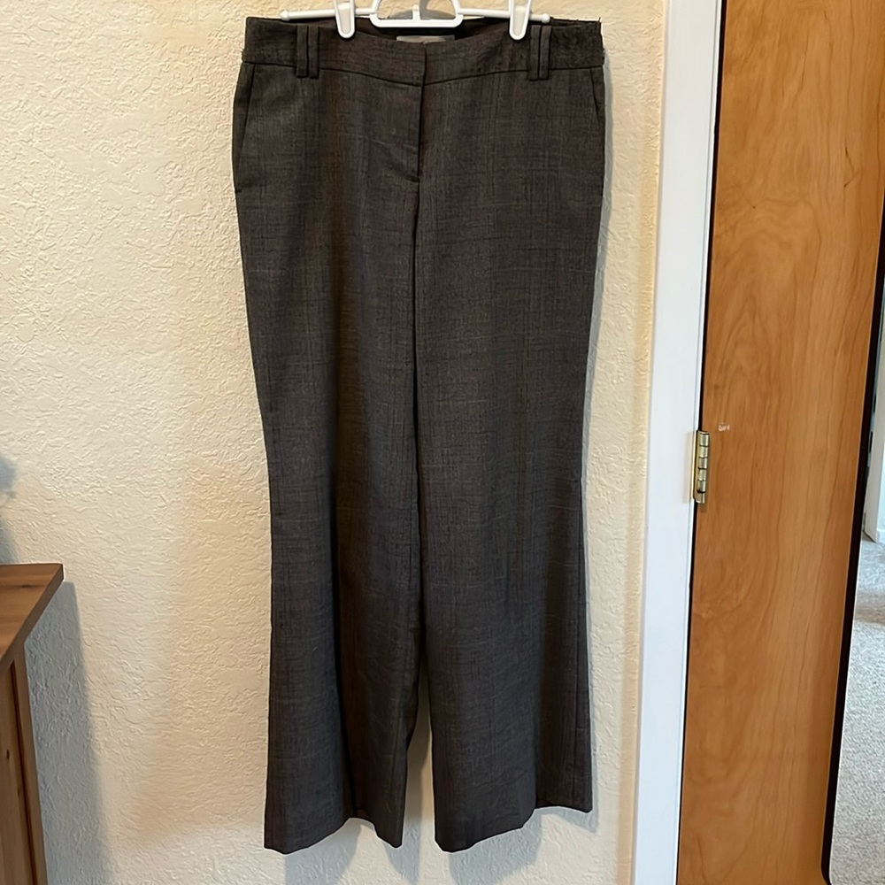 Loft trouser pants, mid rise, subtle brown plaid, size 4